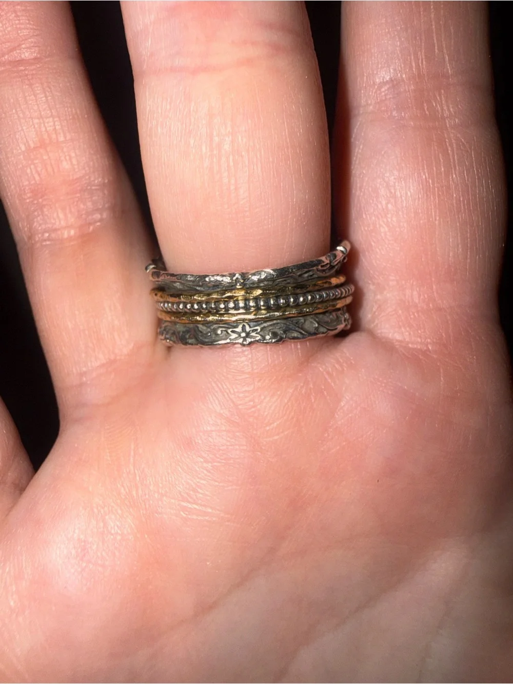 925 Sterling Silver Citrine Spinner Ring, Size 8.25